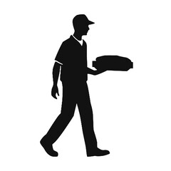 Urban Pizza Delivery Guy Silhouette Vector Illustration Transparent Background