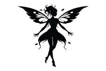 Beautiful Fairy Silhouette. Beautiful girl fairy silhouette in profile isolated.