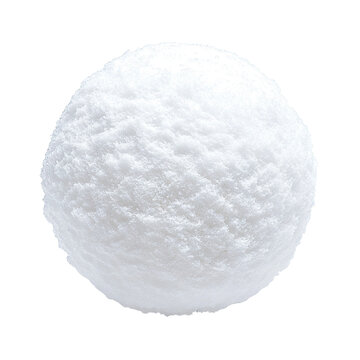 Round snowball with soft texture, isolated on transparent cutout background