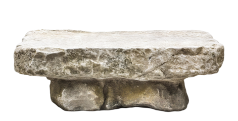Ancient stone pedestal with a rough texture, isolated on transparent cutout background