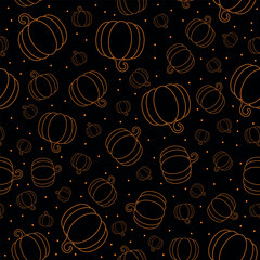 Orange and black pumpkin seamless pattern. Halloween background