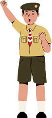 Vector Illustration of Elementary School Student Wear Scout Uniform