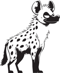 Hyena Black and white Illustration with a black outline.line art cartoon style for coloring page design