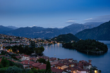 Lake Como, Italy - August 30, 2023: A picturesque view of Lake Como in the evening