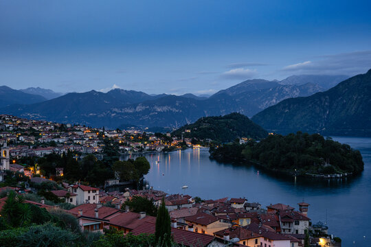 Lake Como, Italy - August 30, 2023: A picturesque view of Lake Como in the evening
