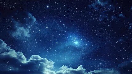 Obraz premium A breathtaking view of a starry sky filled with countless twinkling stars, set against a deep navy blue backdrop. 