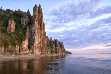 The Lena Pillars rock formation along Lena river in Yakutia, Russia