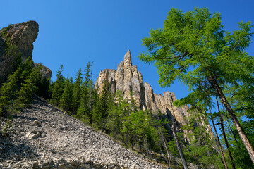 The Lena Pillars national park in Yakutia, Russia