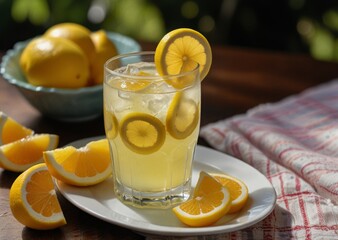 Fototapeta premium lemonade with lemon slices