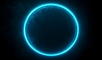 glow blue led circle on black background, Generative AI