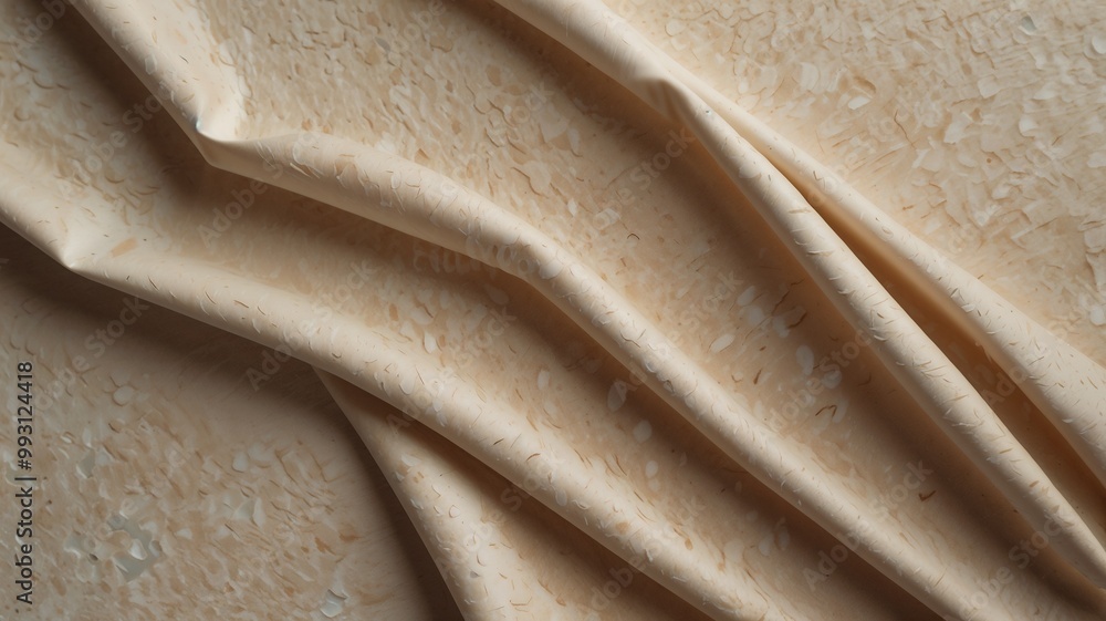 Poster textured paper background with soft folds and natural patterns in beige tones