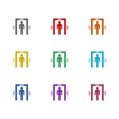 Air port Security check icon isolated on white background. Set icons colorful