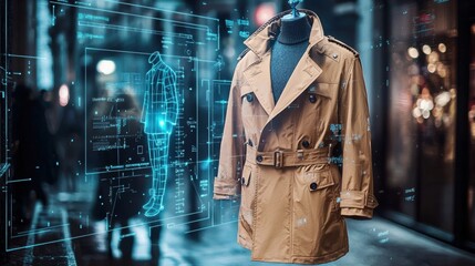 Futuristic Digital Interface with Holographic City Projection in Urban Night Scene