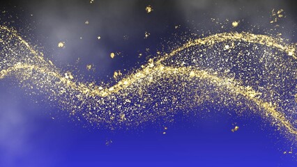 background of abstract glitter lights with smoke. gold and black. de focused. banner