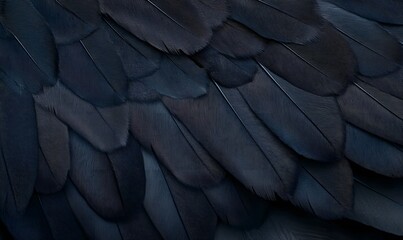 Halloween background with black crow feathers, Generative AI