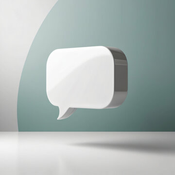 Abstract 3d speech bubbles isolated on light green blue pastel color wall background with shadow 3D rendering 006