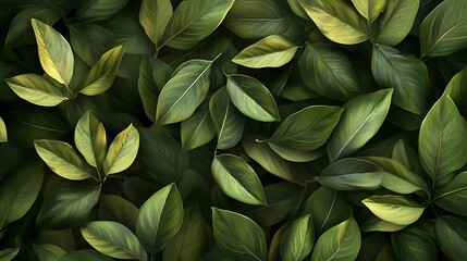 Fototapeta premium Vibrant Green Foliage Closeup with Textured Leaves in Natural Light and Detailed Vein-generative ai