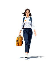 Detailed flat vector people and illustration, woman with school uniform outfit