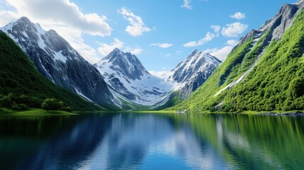 Serene Mountain Landscape with Clear Blue Lake