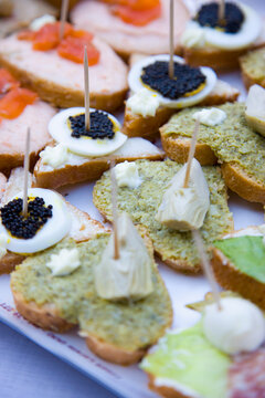 Close up of assorted open sandwiches
