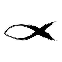 Fish symbol Christianity. Symbol faith and fellowship with God. Identification sign between Christian believers. Baptism and purification. Spiritual nourishment through faith and teachings Christ.