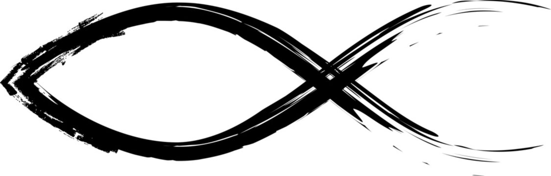 Fish symbol Christianity. Symbol faith and fellowship with God. Identification sign between Christian believers. Baptism and purification. Spiritual nourishment through faith and teachings Christ.