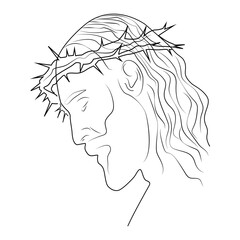 Jesus Christ in a crown of thorns. Jesus before his crucifixion. Suffering for redemption mankind.