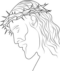 Jesus Christ in a crown of thorns. Jesus before his crucifixion. Suffering for redemption mankind.