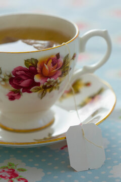Floral Pattern Tea Cup with Green Tea
