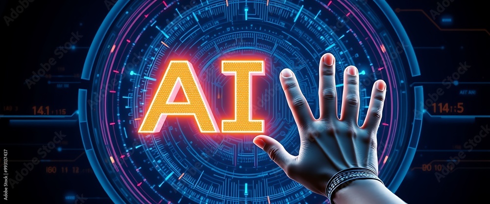 Poster a digital illustration of an ai logo with the letters 