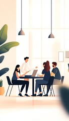 Fototapeta premium People collaborating in a modern office