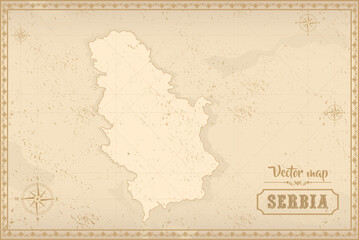 Obraz premium Map of Serbia in the old style, brown graphics in retro fantasy style