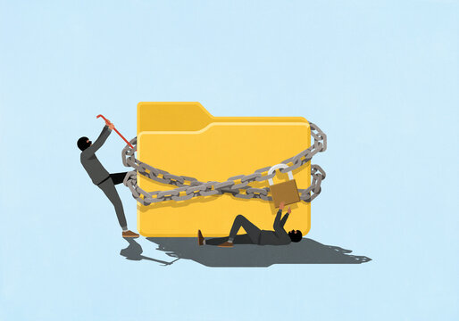 Thieves trying to break padlock on encrypted file
