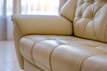 Fototapeta premium leather sofa on a light background.