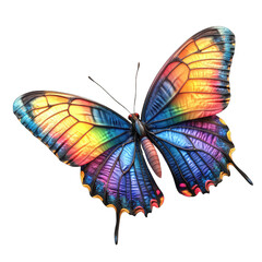 Obraz premium Colorful butterfly perched gracefully, isolated on white background.