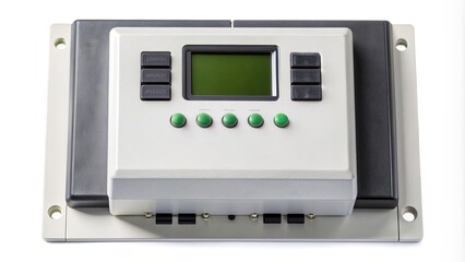 Fototapeta premium isolated, equipment,solar charge controller, photovoltaic, power, control panel, electricity, sustainability, environment, A solar charge controller isolated on a white background
