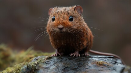 Cute Brown Mouse Closeup Portrait in Nature