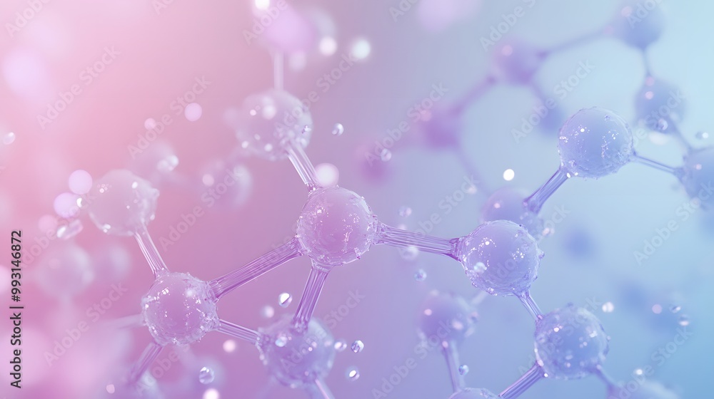 Aufkleber abstract 3d render of a molecule with glowing spheres and connecting lines