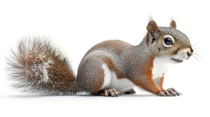 Fototapeta premium Squirrel (red, brown grey, black), animal isolated on a white background 