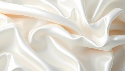 Obraz premium Luxurious White Satin Fabric with Gentle Folds and Soft, Glossy Reflections – Close-Up Image