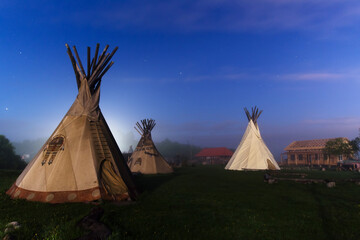 Native American Day. Tipi, tepee camping at night © Mantas Žiličius