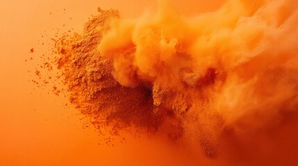 Vibrant Orange Cloud of Annatto Powder in Motion
