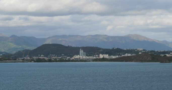 Panoramic view of Noumea, New Caledonia. View of the mountain range.
