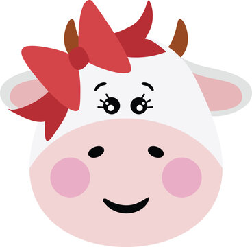 recommend clip art: Cute cow face with bow