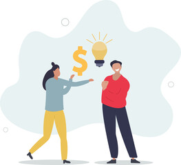 Venture capital, project pitching for funding or VC investment,flat design with people.