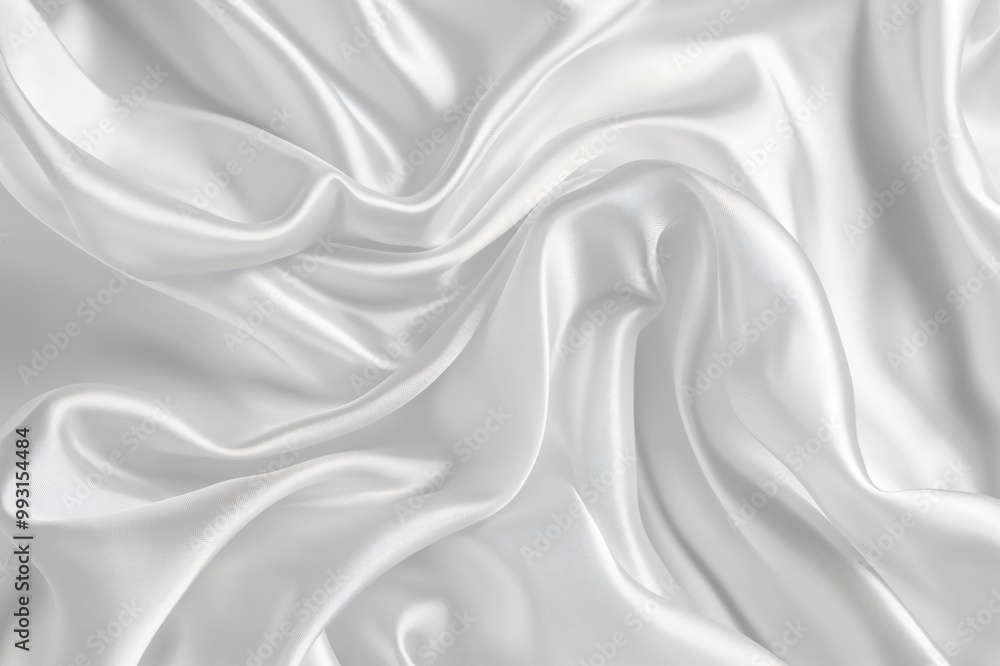 Poster smooth elegant white satin fabric forming an abstract background with soft folds