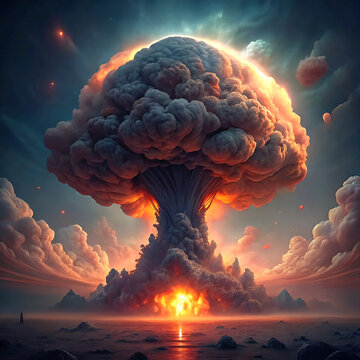 explosion of firefire, explosion, smoke, flame, sky, sunset, burning, hot, heat, nature, cloud, burn, danger, lava, volcano, red, clouds, flames, inferno, blaze, fireball, bomb, landscape, explode, di