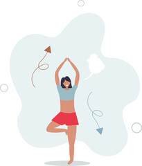 Breathe in air as healthy mindfulness practice for calm.flat design with people.