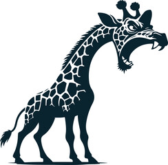 Angry Giraffe Silhouette Vector file. on white background