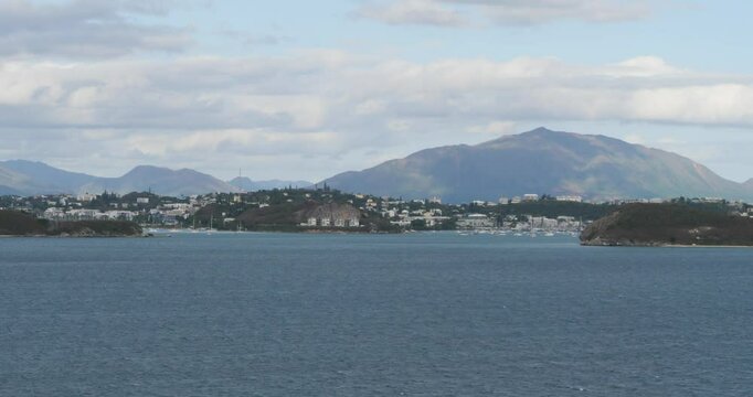 Panoramic view of Noumea, the capital and largest city of the French special collectivity of New Caledonia.Grande Terre. View of the mountain range.